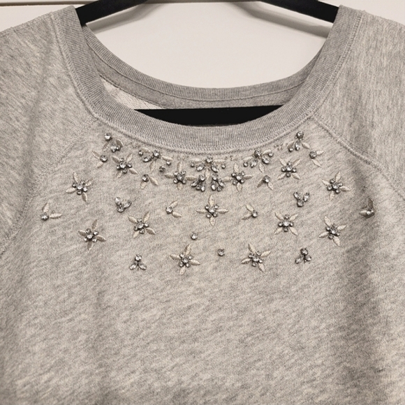 Abercrombie & Fitch Hollister Crew Soft Grey Sweatshirt with Small Rhinestones - Picture 2 of 6